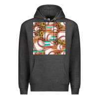 Charcoal Heather baseball leopard sunflower seamless pattern Premium Hoodie - JahusDesignShop