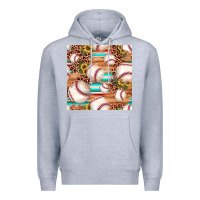 Heather Grey baseball leopard sunflower seamless pattern Premium Hoodie - JahusDesignShop