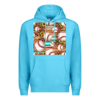 Ocean Blue baseball leopard sunflower seamless pattern Premium Hoodie - JahusDesignShop