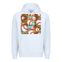 White baseball leopard sunflower seamless pattern Premium Hoodie - JahusDesignShop