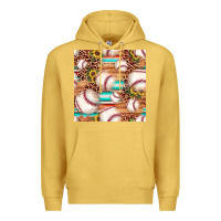 Antique Gold baseball leopard sunflower seamless pattern Premium Hoodie - JahusDesignShop