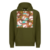 Army Green baseball leopard sunflower seamless pattern Premium Hoodie - JahusDesignShop