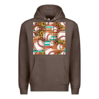 Coffee baseball leopard sunflower seamless pattern Premium Hoodie - JahusDesignShop