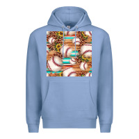 Colony Blue baseball leopard sunflower seamless pattern Premium Hoodie - JahusDesignShop