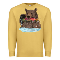 Antique Gold mama bear haunting fish Premium Sweatshirt - RanaPortraitStore