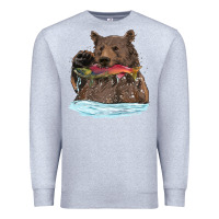 Heather Grey mama bear haunting fish Premium Sweatshirt - RanaPortraitStore