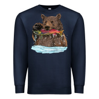 Navy mama bear haunting fish Premium Sweatshirt - RanaPortraitStore