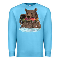Ocean Blue mama bear haunting fish Premium Sweatshirt - RanaPortraitStore