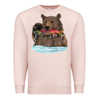 Pale Pink mama bear haunting fish Premium Sweatshirt - RanaPortraitStore