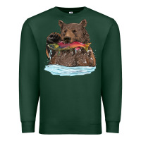Sports Green mama bear haunting fish Premium Sweatshirt - RanaPortraitStore