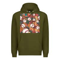 Army Green baseball leopard seamless pattern Premium Hoodie - JahusDesignShop