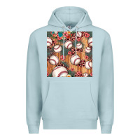 Blue Mist baseball leopard seamless pattern Premium Hoodie - JahusDesignShop