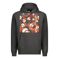 Charcoal Heather baseball leopard seamless pattern Premium Hoodie - JahusDesignShop