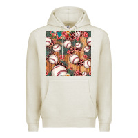 Oatmeal Heather baseball leopard seamless pattern Premium Hoodie - JahusDesignShop