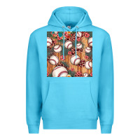 Ocean Blue baseball leopard seamless pattern Premium Hoodie - JahusDesignShop