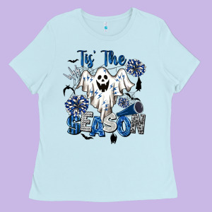 Tis' The Season Cheer Ghost Ladies Tee Designed By Barkaloodesign