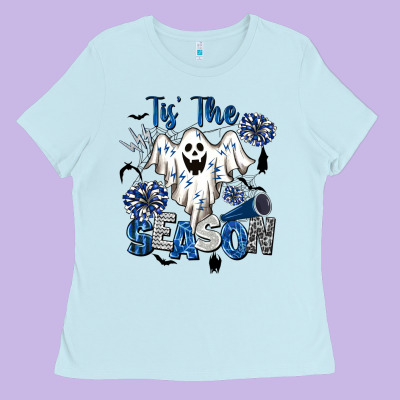 Tis' The Season Cheer Ghost Ladies Tee Designed By Barkaloodesign