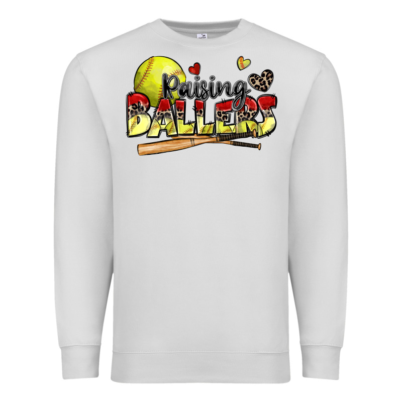 Raising Ballers Softball Premium Sweatshirt by Zillion Design Studio | Teevron