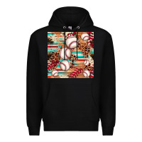 Black baseball leopard cowhide turquoise seamless pattern Premium Hoodie - JahusDesignShop