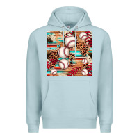 Blue Mist baseball leopard cowhide turquoise seamless pattern Premium Hoodie - JahusDesignShop