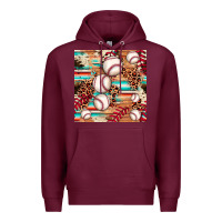 Burgundy baseball leopard cowhide turquoise seamless pattern Premium Hoodie - JahusDesignShop
