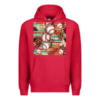 Cardinal baseball leopard cowhide turquoise seamless pattern Premium Hoodie - JahusDesignShop