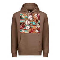Chestnut baseball leopard cowhide turquoise seamless pattern Premium Hoodie - JahusDesignShop