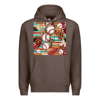 Coffee baseball leopard cowhide turquoise seamless pattern Premium Hoodie - JahusDesignShop
