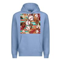 Colony Blue baseball leopard cowhide turquoise seamless pattern Premium Hoodie - JahusDesignShop