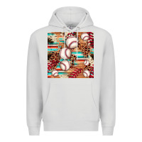 Dove Grey baseball leopard cowhide turquoise seamless pattern Premium Hoodie - JahusDesignShop