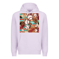 Lilac baseball leopard cowhide turquoise seamless pattern Premium Hoodie - JahusDesignShop