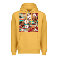 Mustard baseball leopard cowhide turquoise seamless pattern Premium Hoodie - JahusDesignShop