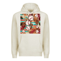 Oatmeal Heather baseball leopard cowhide turquoise seamless pattern Premium Hoodie - JahusDesignShop