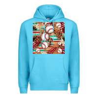 Ocean Blue baseball leopard cowhide turquoise seamless pattern Premium Hoodie - JahusDesignShop