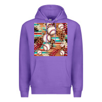 Purple baseball leopard cowhide turquoise seamless pattern Premium Hoodie - JahusDesignShop