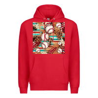 Red baseball leopard cowhide turquoise seamless pattern Premium Hoodie - JahusDesignShop