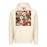 Sandshell baseball leopard cowhide turquoise seamless pattern Premium Hoodie - JahusDesignShop
