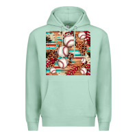 Seafoam baseball leopard cowhide turquoise seamless pattern Premium Hoodie - JahusDesignShop