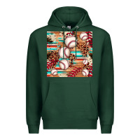 Sports Green baseball leopard cowhide turquoise seamless pattern Premium Hoodie - JahusDesignShop
