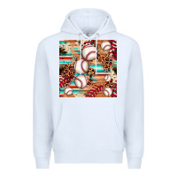 White baseball leopard cowhide turquoise seamless pattern Premium Hoodie - JahusDesignShop