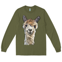 Army Green alpaca Long Sleeve Tee - BarkalooDesign