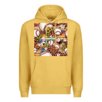 Antique Gold baseball leopard cowhide sunflower seamless pattern Premium Hoodie - JahusDesignShop