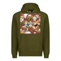 Army Green baseball leopard cowhide sunflower seamless pattern Premium Hoodie - JahusDesignShop