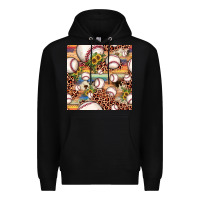 Black baseball leopard cowhide sunflower seamless pattern Premium Hoodie - JahusDesignShop