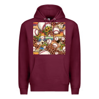Burgundy baseball leopard cowhide sunflower seamless pattern Premium Hoodie - JahusDesignShop