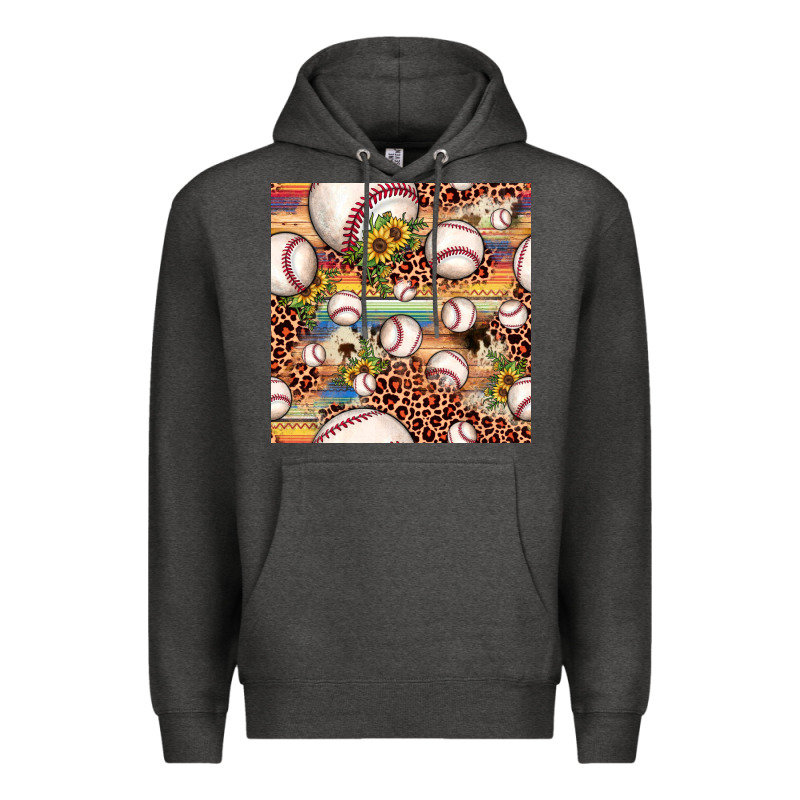 Baseball Leopard Cowhide Sunflower Seamless Pattern Premium Hoodie by JahusDesignShop | Teevron