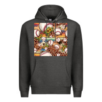 Charcoal Heather baseball leopard cowhide sunflower seamless pattern Premium Hoodie - JahusDesignShop