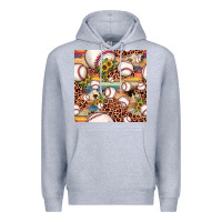 Heather Grey baseball leopard cowhide sunflower seamless pattern Premium Hoodie - JahusDesignShop