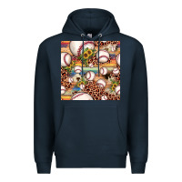 Navy baseball leopard cowhide sunflower seamless pattern Premium Hoodie - JahusDesignShop