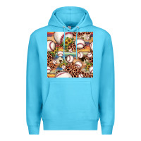 Ocean Blue baseball leopard cowhide sunflower seamless pattern Premium Hoodie - JahusDesignShop